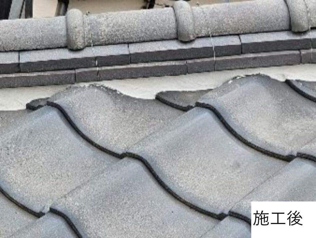 漆喰詰め直し施工後です。きれいに詰め直しされました。