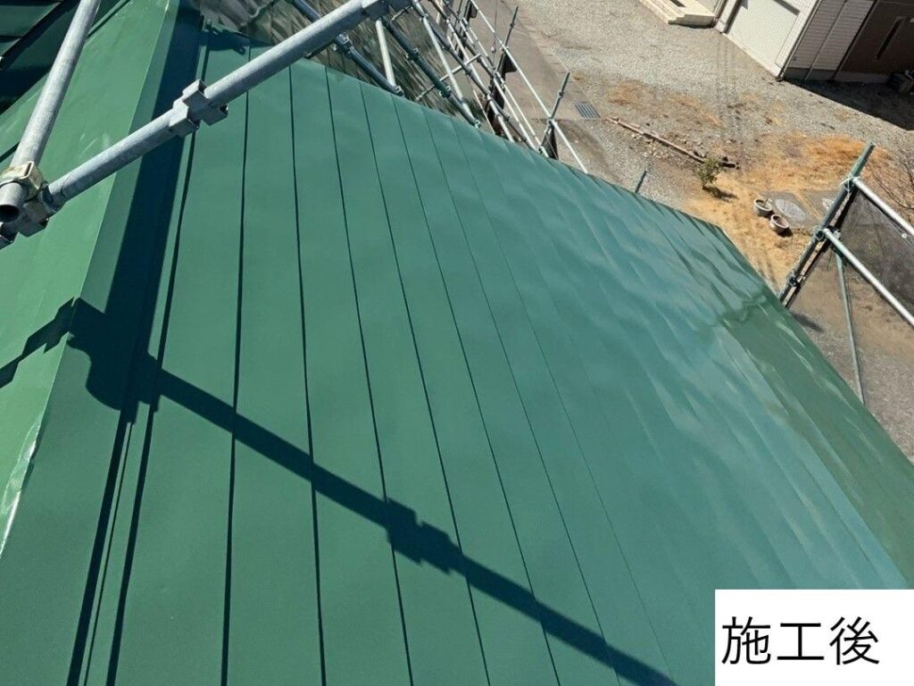 施工後の屋根のお写真です。<br />
お客さまが気にされていた部分もしっかりと補修しきれいに仕上がりました。